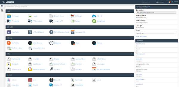 Cpanel Main Page
